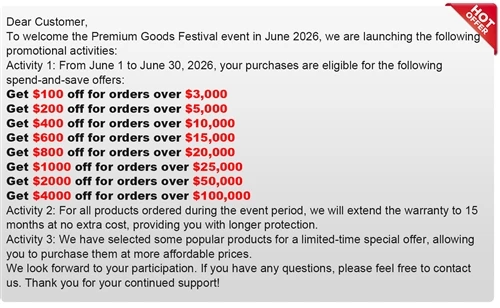 Jún 2026 Huazheng Premium Goods Festival – špeciálne ponuky